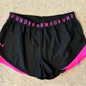 Under Armour Women's Athletic Shorts Black with Hot Pink Accents XXL